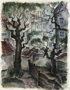 Fré Cohen 1939 tekening Nieuwe Herengracht Achterzijde huizen door Fré Cohen